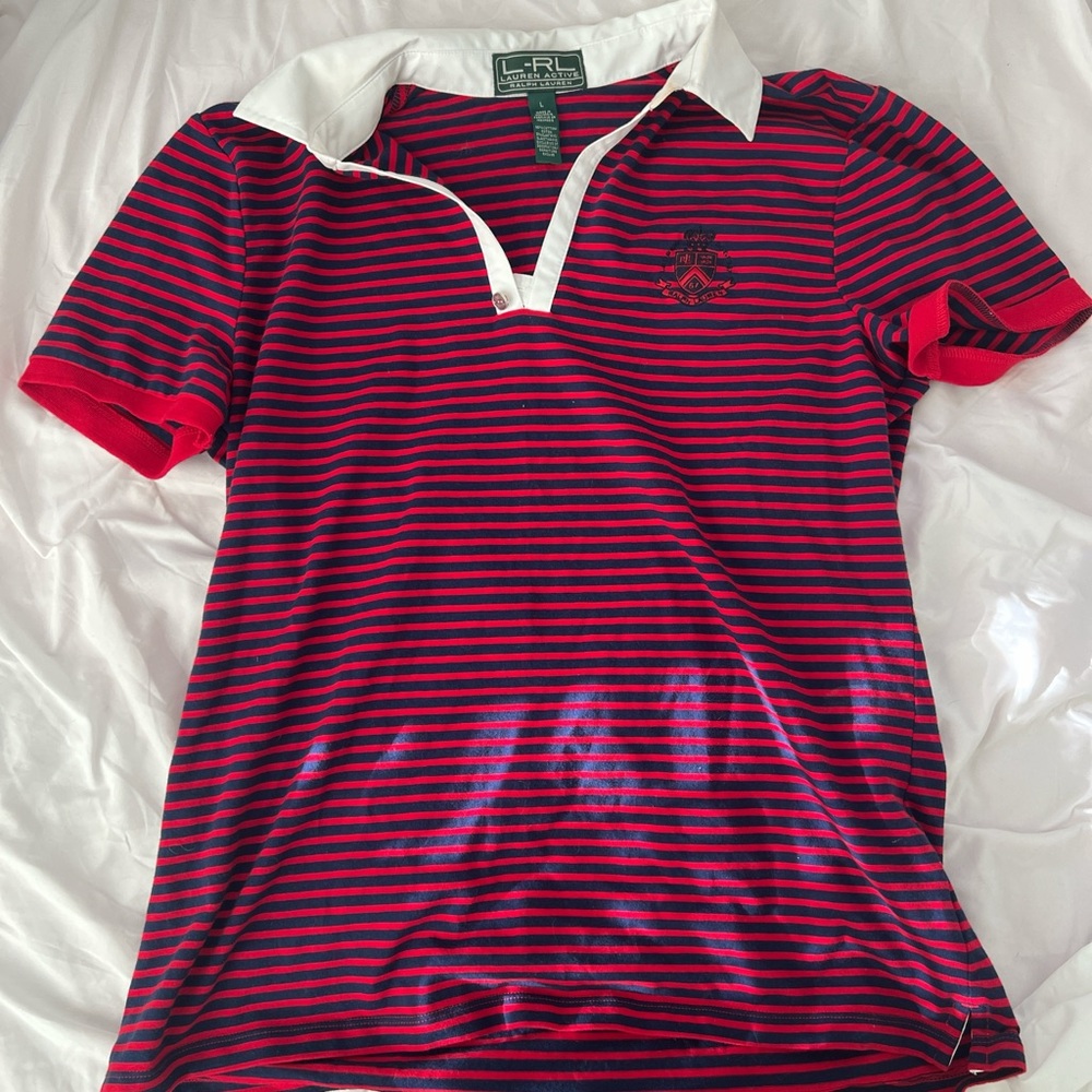 Polo Ralph Lauren red and navy striped polo shirt